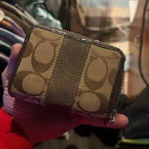 Coach Tan and Brown Signature Wallet